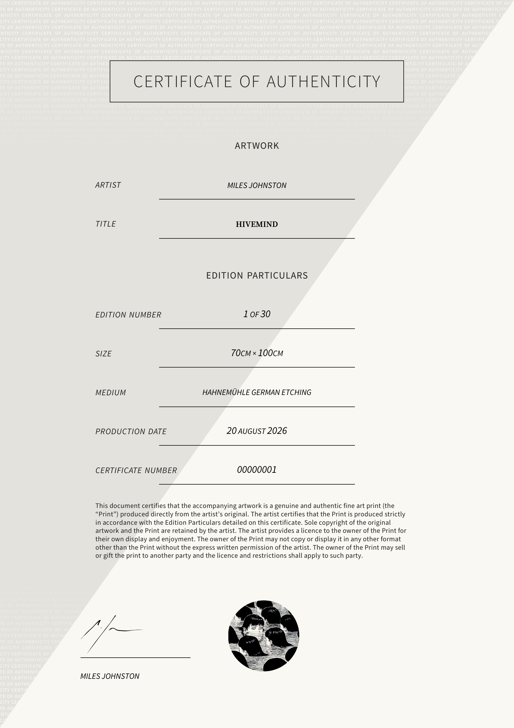 Hivemind — Certificate of Authenticity